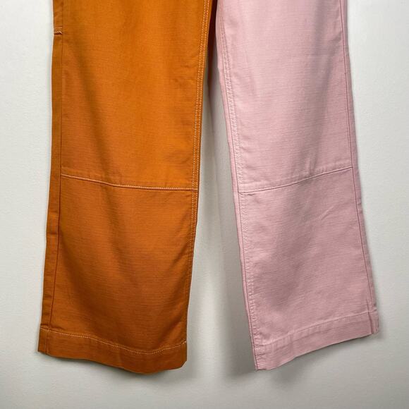 Topshop Jeans Womens 4 Pink Orange Carpenter Straight Leg High Rise Skater Prep - Picture 8 of 9